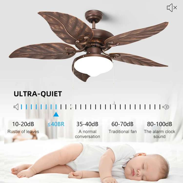 OEM Customized Modern 4 ABS Blades Fan Light Pull Cord Control Outdoor Decoration Silent Smart LED Ceiling Fan With Light