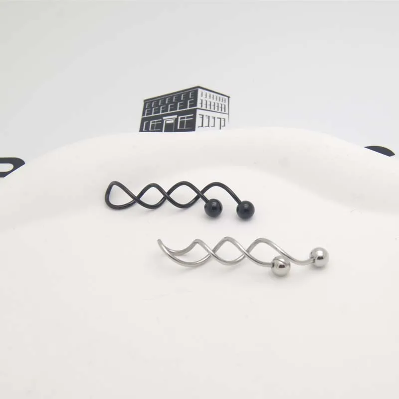 Stainless Steel Gold Plated Black Silver Navel Ring Fashion Twisted Body Piercing Jewelry Earrings For Women Wholesale Bulk