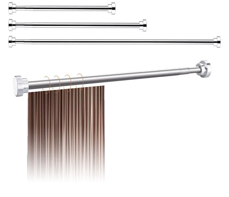 40-73 inch stainless steel Anti-Slip No Drilling bathroom  extendable smart shower adjustable  curtain rod