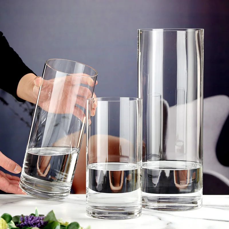 Nordic Wedding Table Decor Clear Tall Flower Bud Vase Cylinder Glass & Crystal Vases