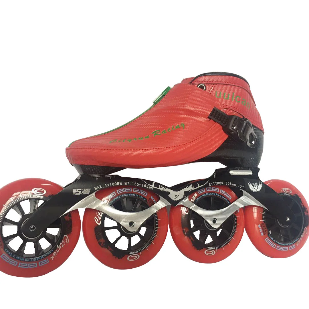 Carbon fiber racing roller shoes 4 100mm 110mm wheels inline speed skates  FH zipper inline speed  skates