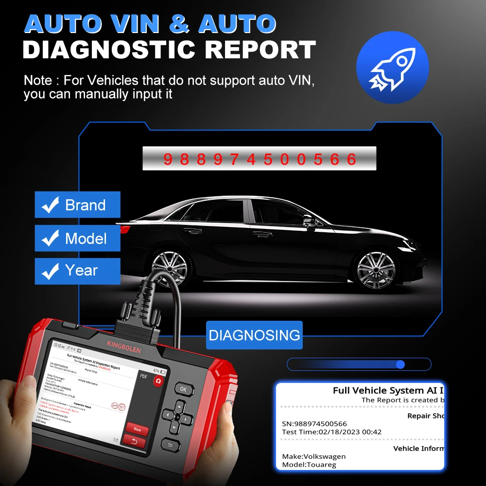 Universal Kingbolen S800 Four System Automotive Diagnostic Tool Machine OBD2 Scanner for all Cars Software Lifetime Free Update