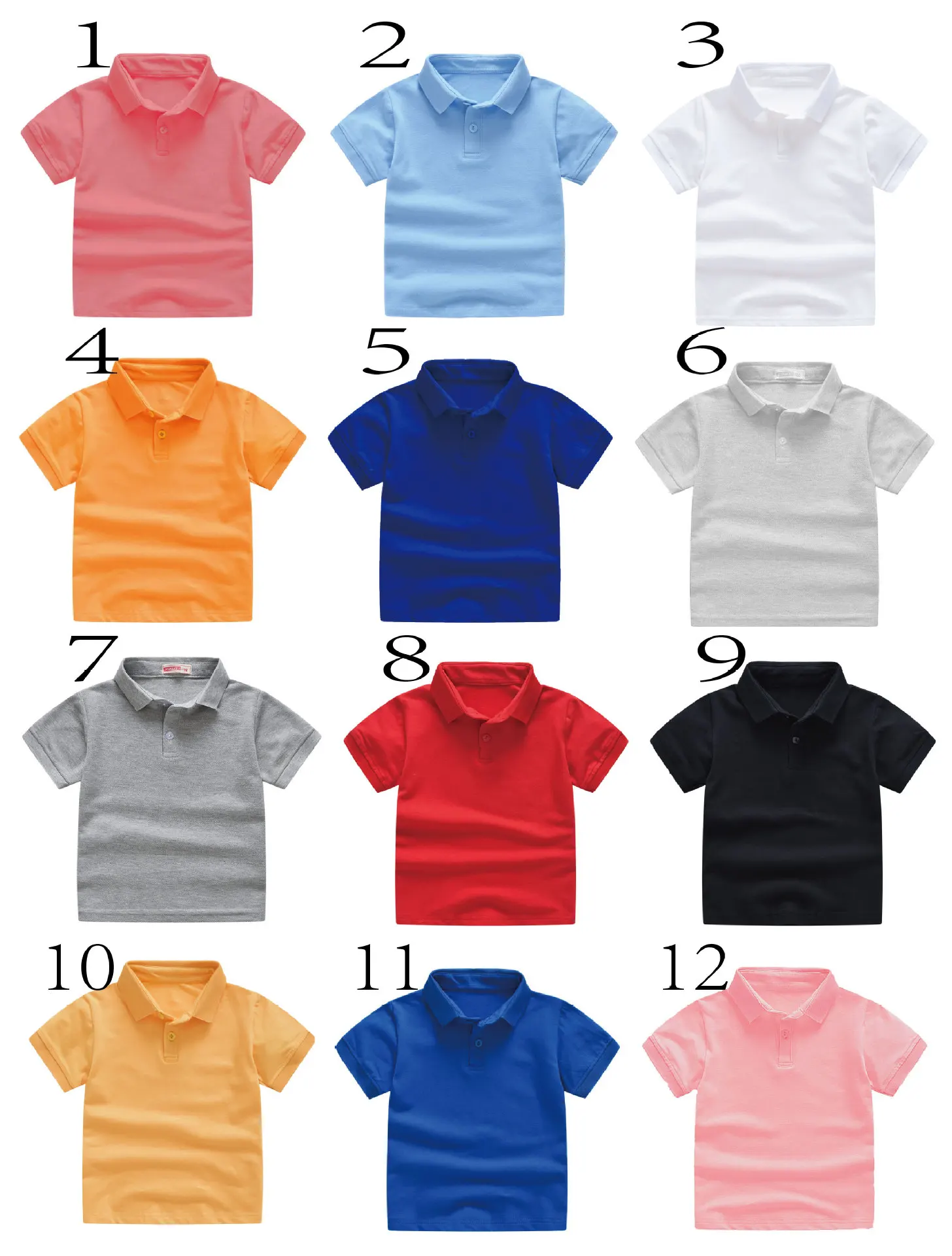 2023 new style summer children boys girls polo t-shirts for kids blank custom logo  plain t shirts kids polo shirts