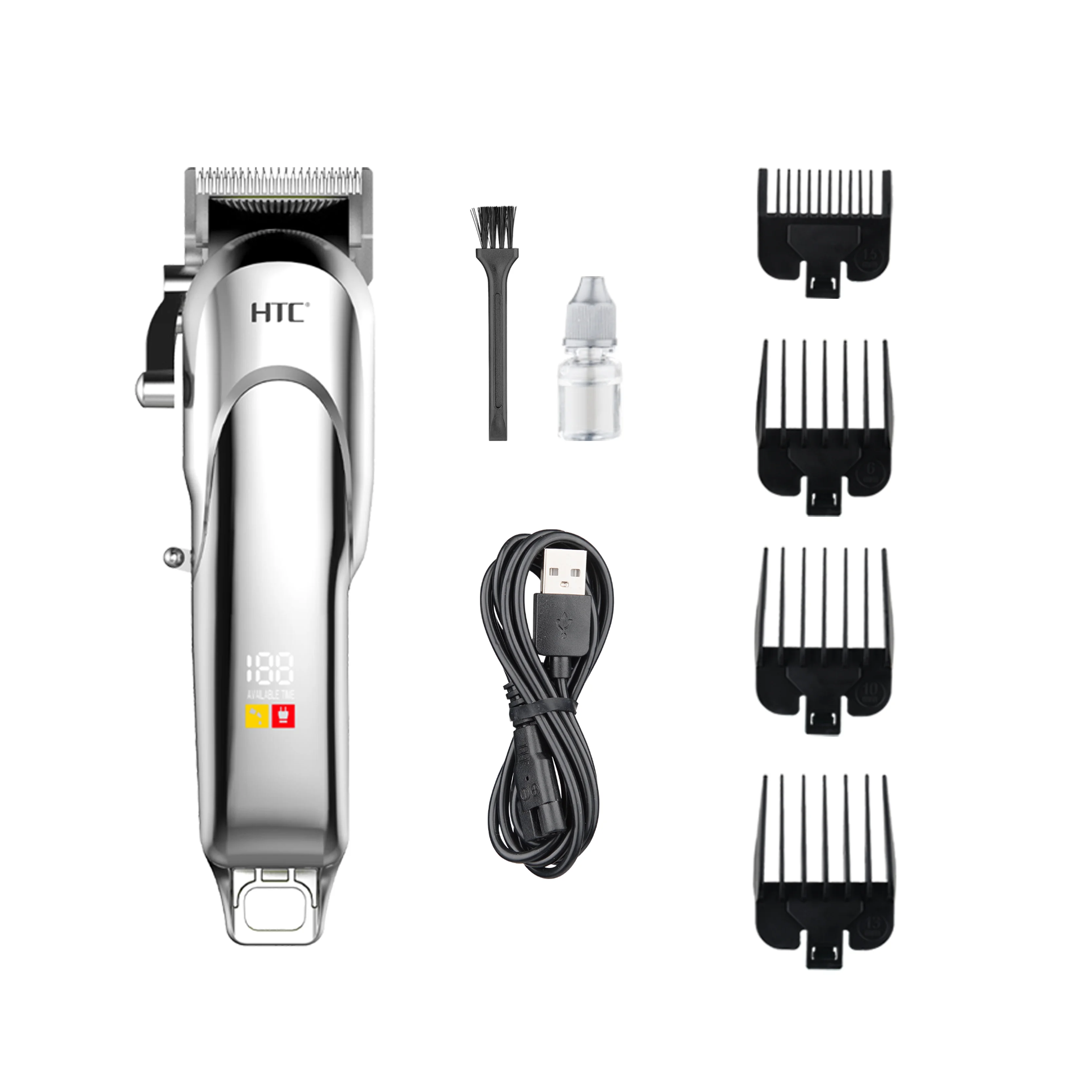 HTC CT-8087 professional hair clipper lithium battery and LED display for barber salon and home use