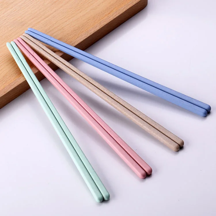 4 Pairs Eco Friendly BPA Free Travel PP Wheat Straw Plastic Biodegradable Chopsticks Set