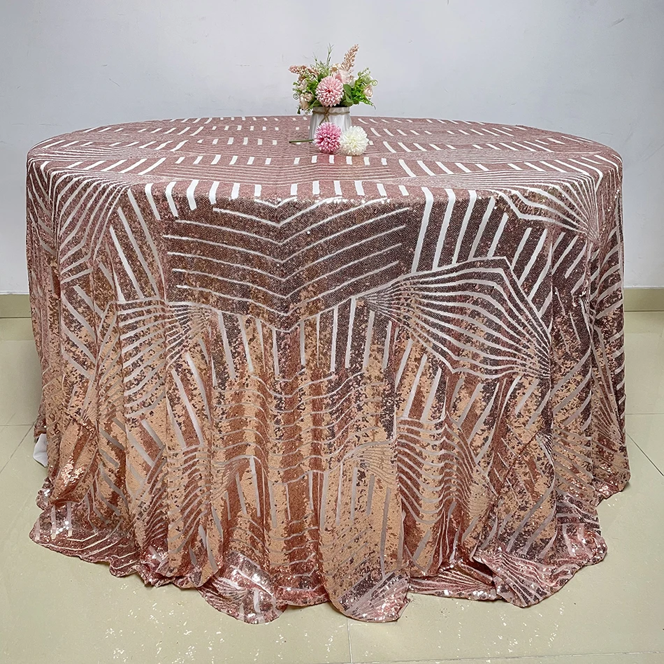 Newfashioned High Quality Wedding  Rose Gold Sequin Tablecloth