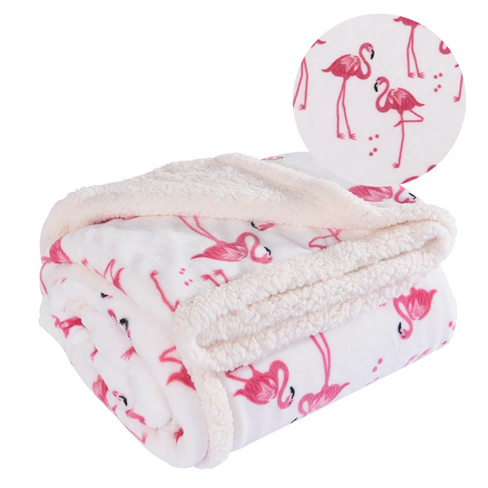U.S. Local Free Delivery Flamingo Microfiber Sherpa Fuzzy Plush Fleece Throw Blanket For Bed and Couch Blanket for Kids Gifts