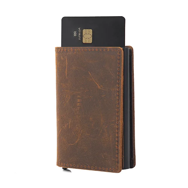 Fashion Smart Automatic Pop Up Wallet Vintage Men Leather Wallet