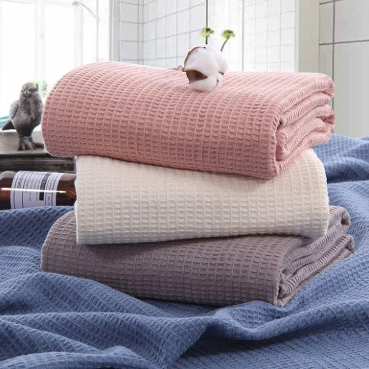 new product 2023 Blanket 100% Cotton Soft Premium Right Weight Breathable Organic Waffle Cotton knit Blanket for babies