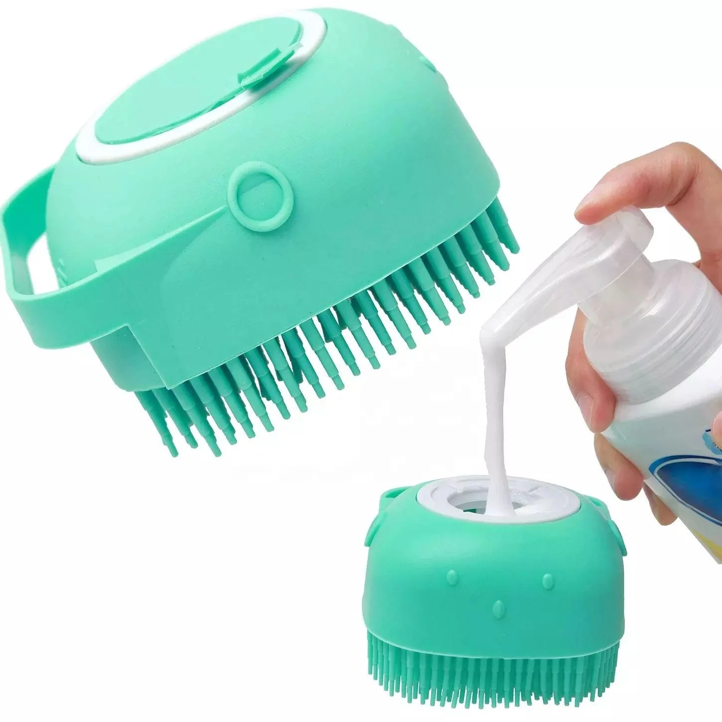 BunnyHi PET063 Pet Silicone Soft Bristle Dog And Cat Bath Brush With Soap Dispenser For Dogs