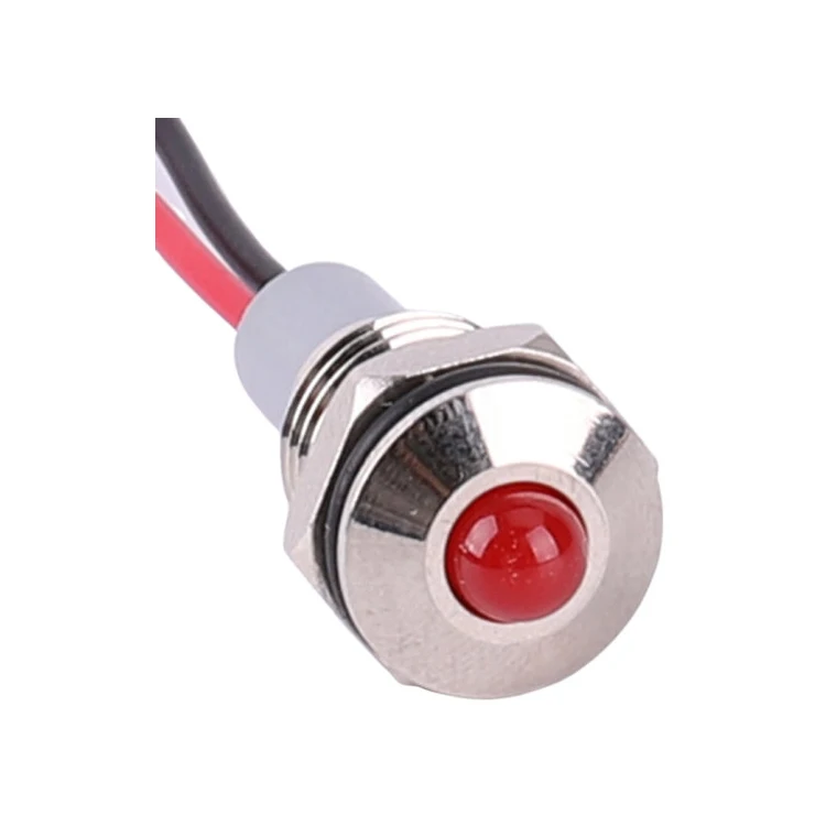 12v dot illuminated led metal pilot lamp 10mm Ball head waterproof indicator light with wire