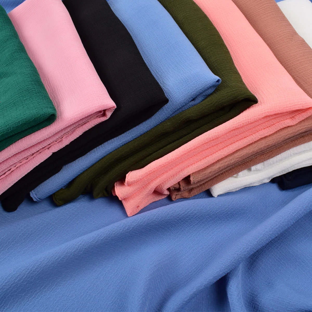 Muslim Chiffon Hijab Shawls Scarf Women Solid Color Head Wraps Women Hijabs Scarves Ladies natural wrinkle  Muslim Veil
