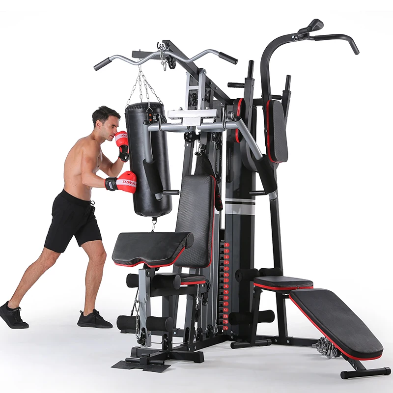 Multi Station Gym Equipment Home 3 Stations Training Strength Large Comprehensive Training Device