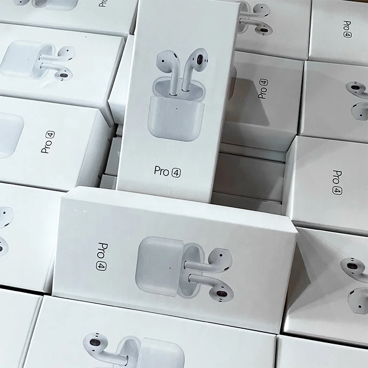 Наушники Air Pro 4 TWS Pro4, гарнитура с синими зубьями pro 5 pods 6 true wireless stereo Pro 4 TWS, беспроводные наушники, черные