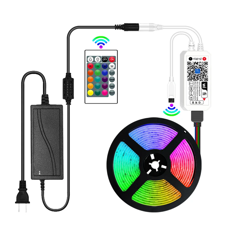 Super Bright 5m 16.4ft 10m 32.8ft 5050 Intelligent Music Led Strip Light Wifi Dream 5050 Rgb Multicolor Led  Lights