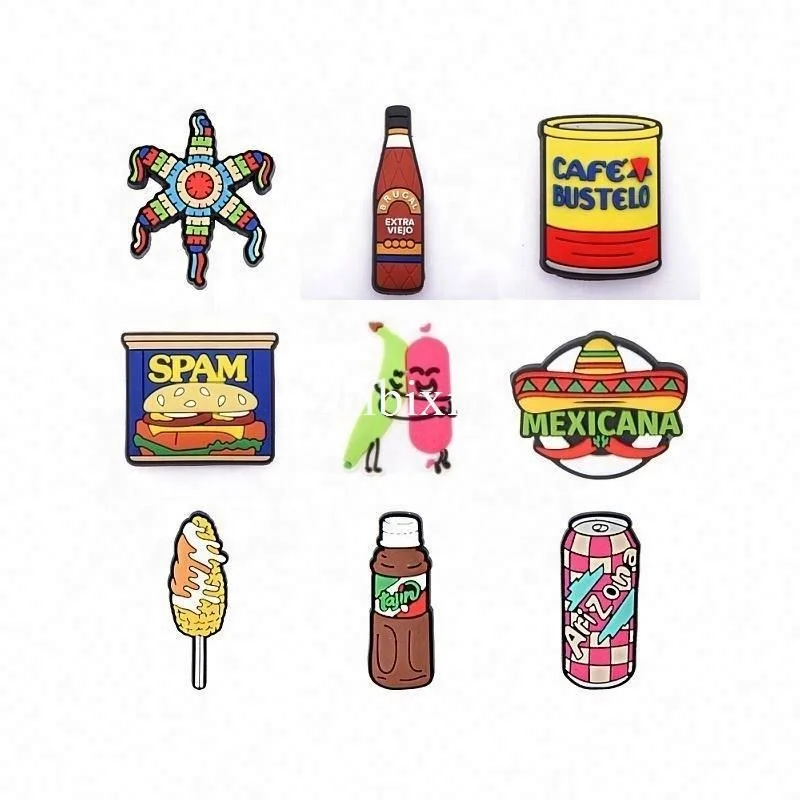 Custom shoe charms Wholesale Mexican new design pin shoelace clip mexico for unisex clog sandals