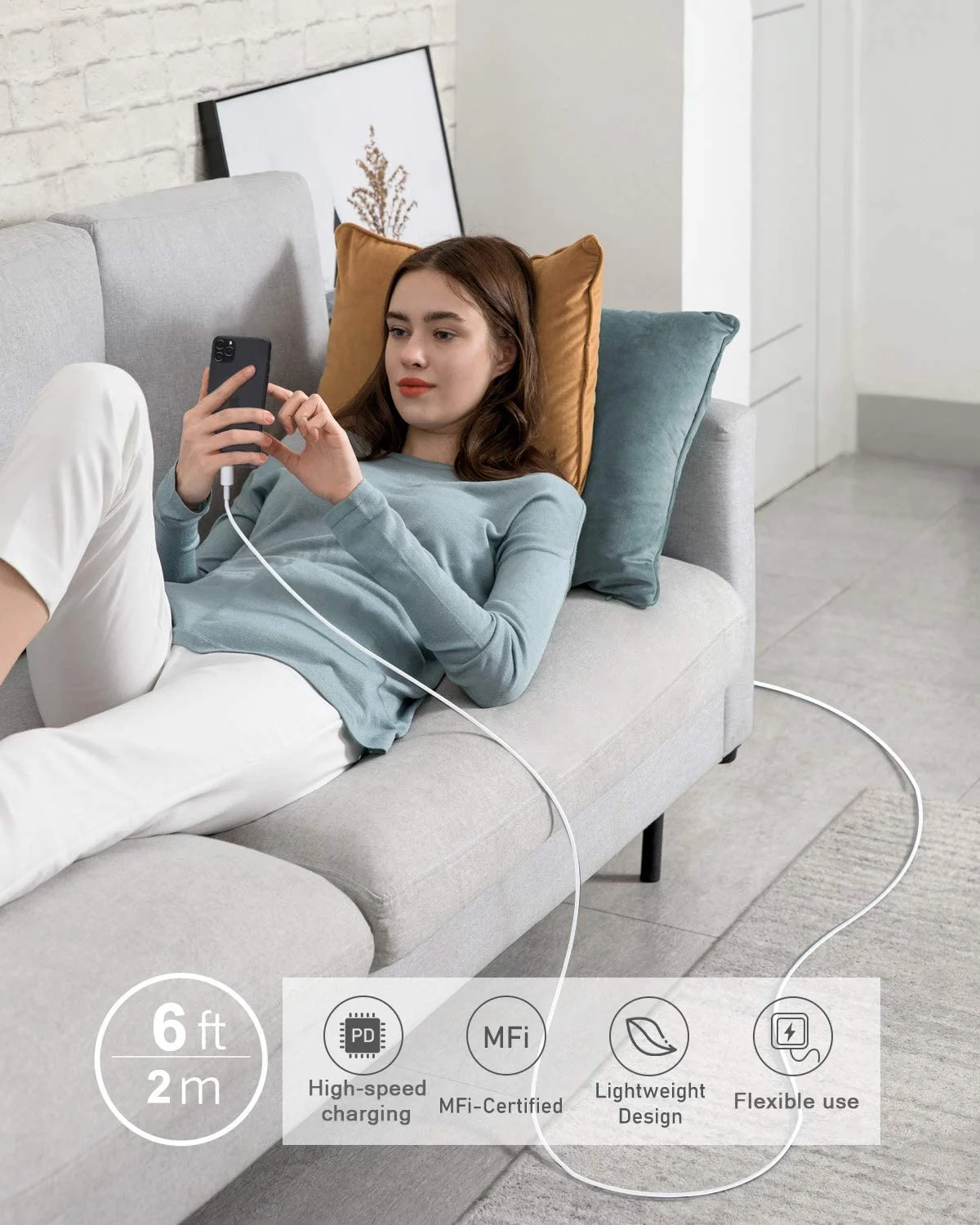 3FT 6FT Nylon Braided USB Charging Cable High Speed Data Sync Transfer Cord Compatible for iPhone 14/13/12/11 Pro Max/XS iPad