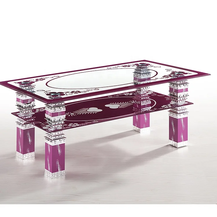 Antique style modern chrome leg high quality tempered glass coffee table for living room