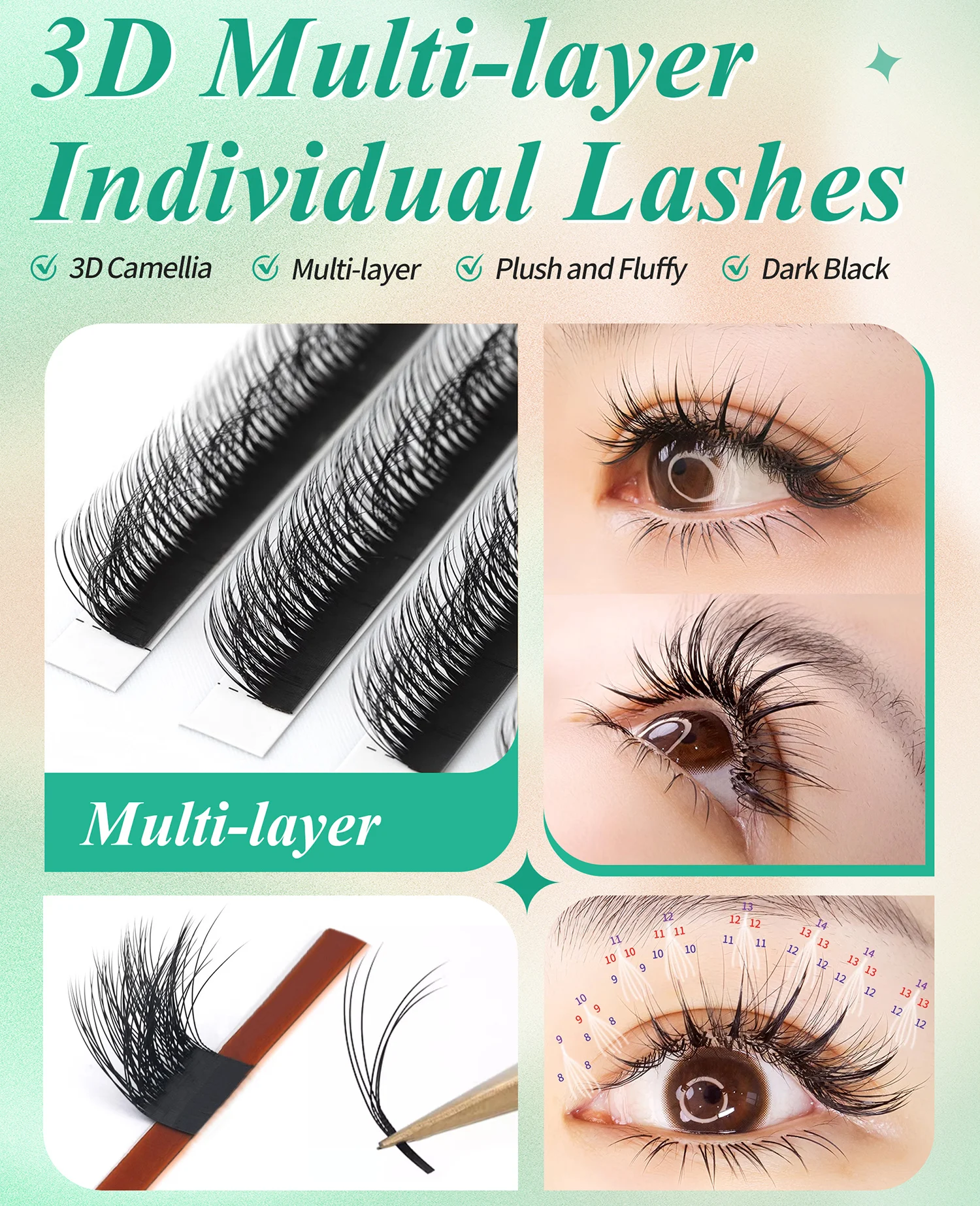 New Arrival 3d 4d 5d Multi-Layered Fluffy Lash Extension Cluster Multi Double Triple Layer Eyelash Extension