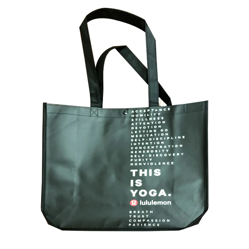  2021 Недорогая модная сумка Lululemon стильная Экологически чистая Водонепроницаемая серебряная металлическая ламинированная полипропиленовая Нетканая многоразовая для