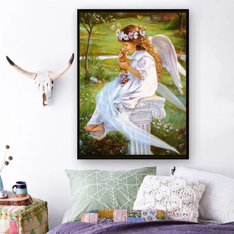 DIY Cross Stitch Embroidery kits Hobby Knitting Handicraft Promotions Angel Portrait Printed Canvas 11CT Cross Stitch kits OEM