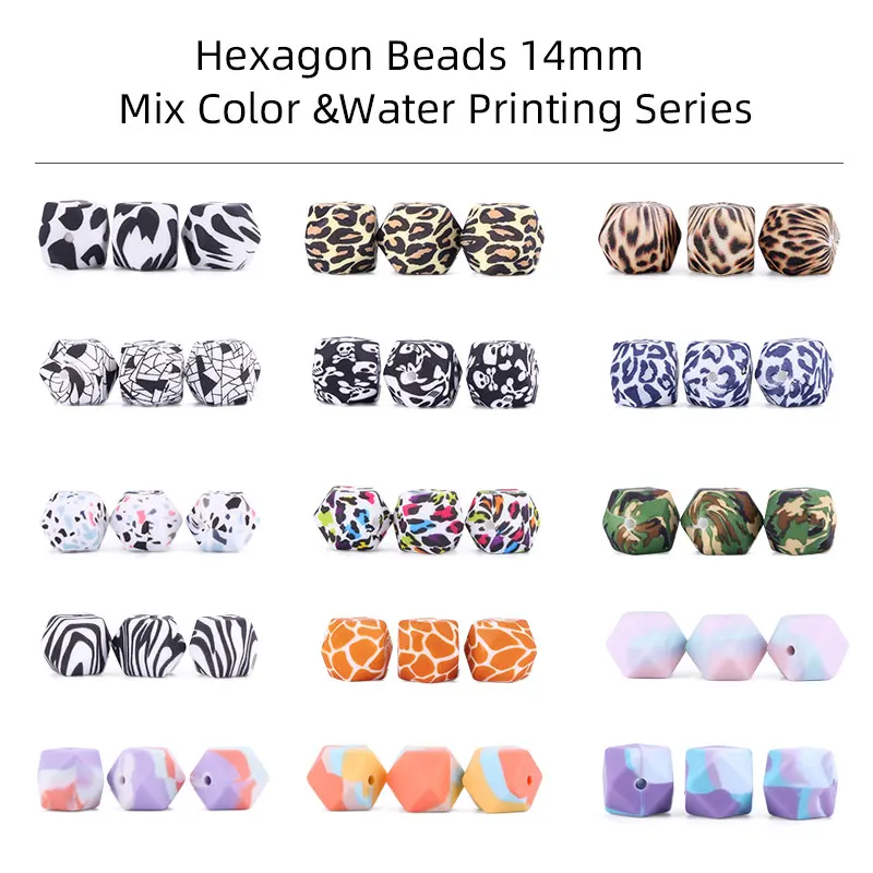 Customized Pearl Oyster Food Grade Teething Bead Flat Hexagon Silicone Beads For Necklace
