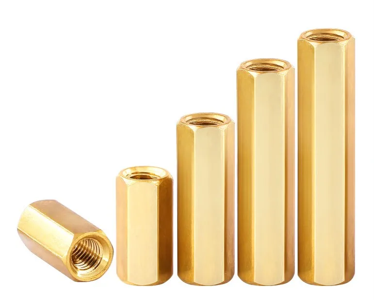 brass part metric hex coupling nuts double pass copper pillar isolation column