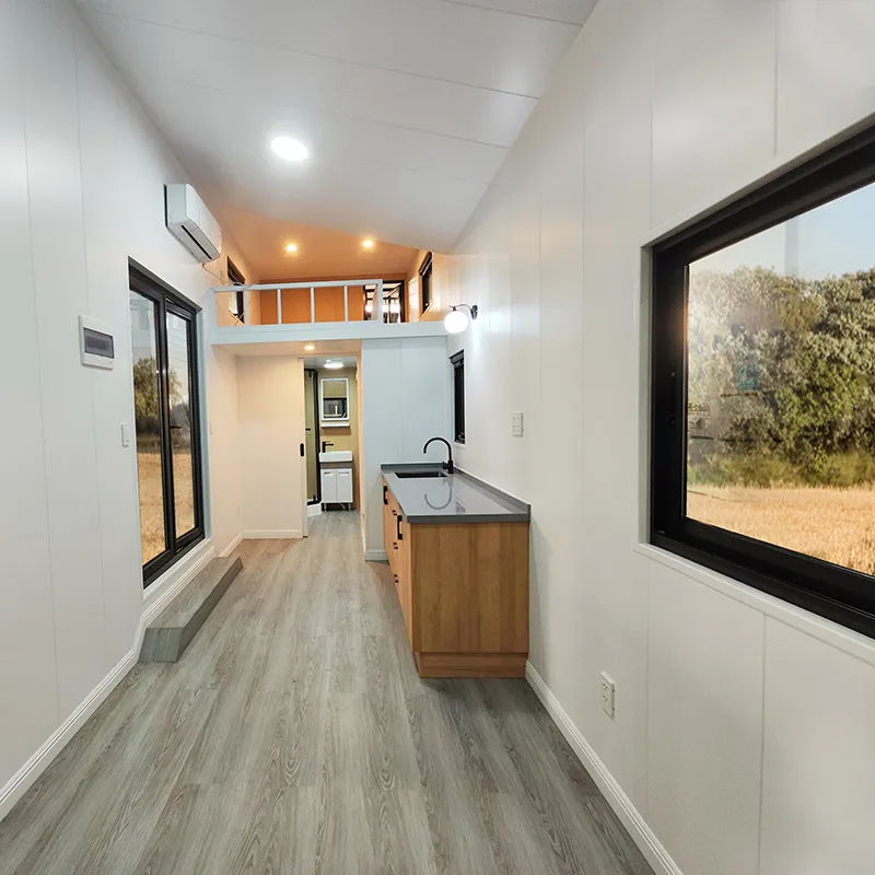 Prefabricated house container Modern Design A-Frame Tiny House on Wheels Steel