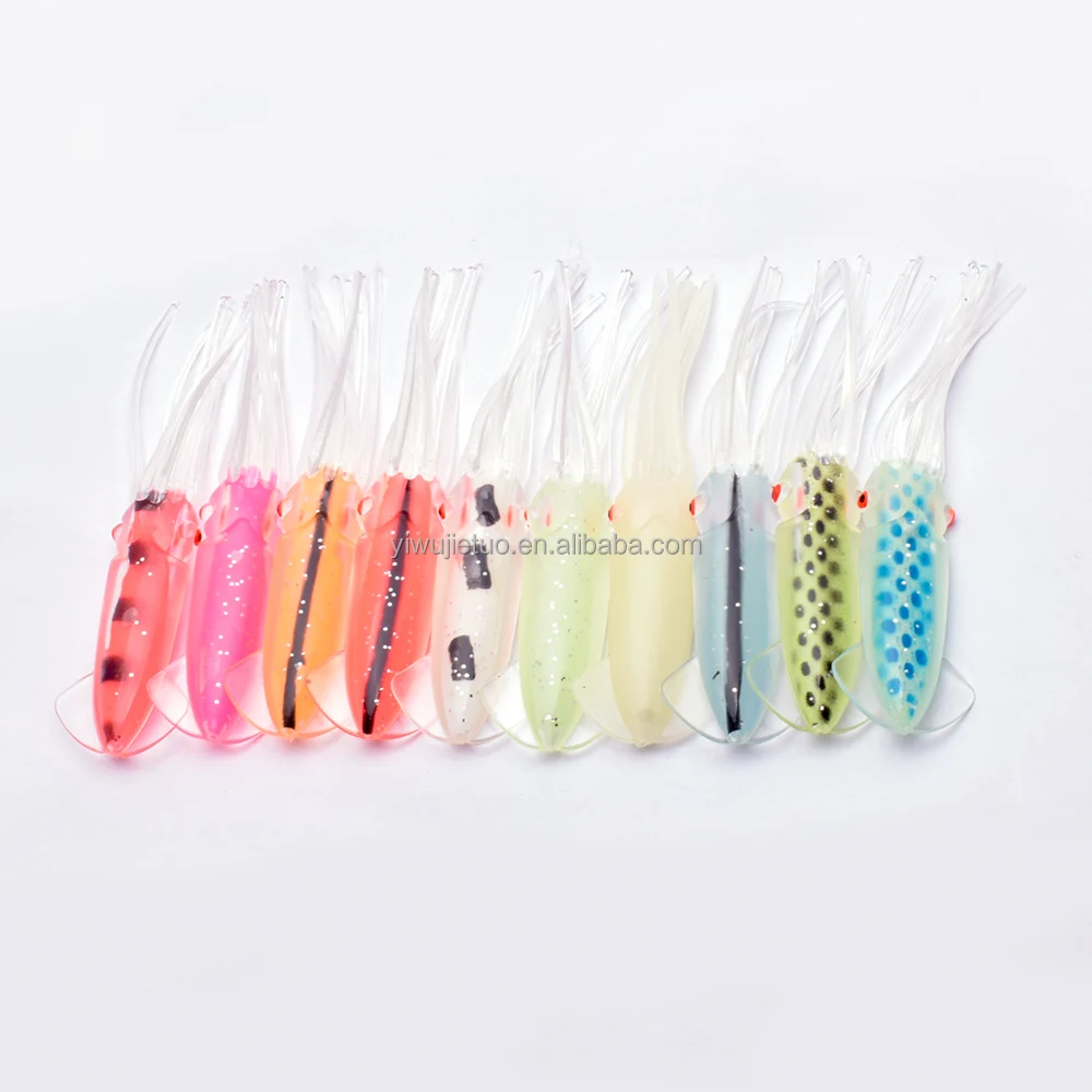 2023 New Glow silicone squid bait soft plastic Fishing Lures octopus skirts baits 12cm