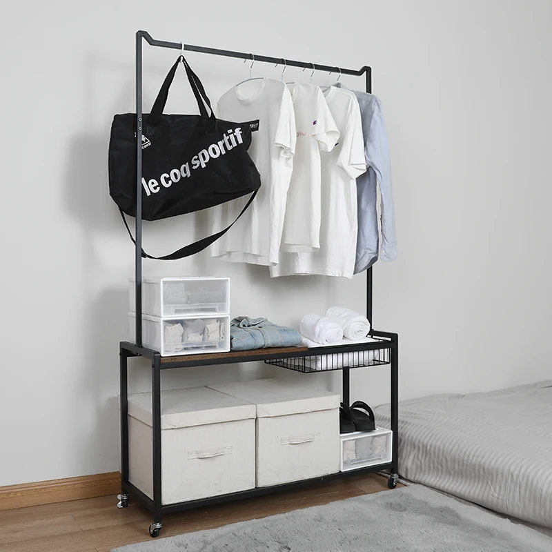 Metal Clothes Coat Rack on Wheels, Rolling Clothing Rack for Hanging Clothes, Clothing Garment Rack