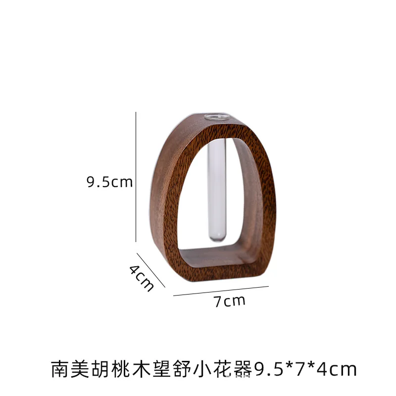 Modern Black Walnut Wooden Japanese Simple Hydroponic Vase with Delicate Flower Insert Bamboo Household Decor