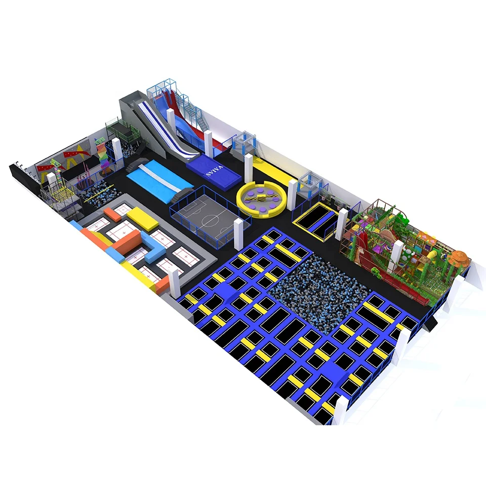 Commercial Indoor Trampoline Arena, Parkour Free Jumping Trampoline Zone
