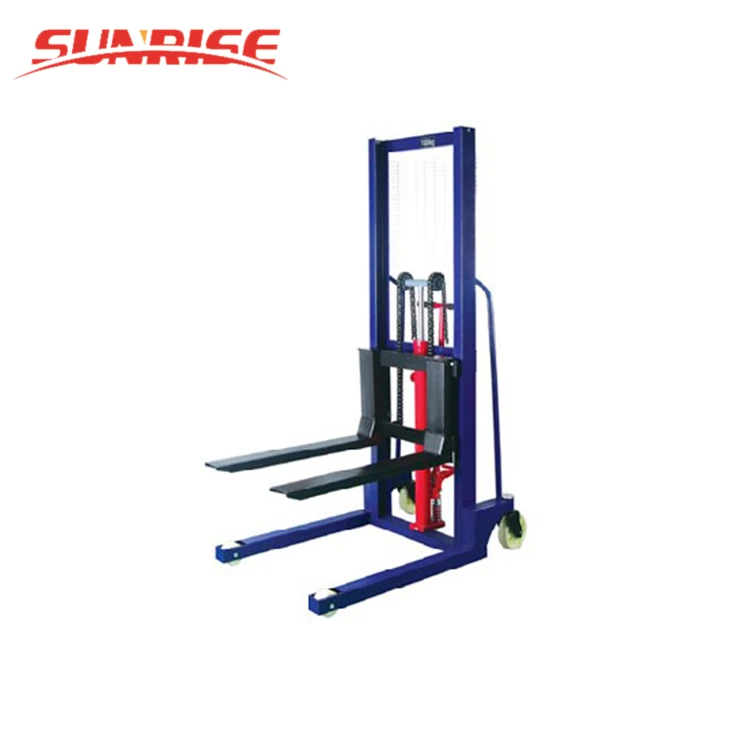 1 ton manual hand forklift pallet stacker jack truck
