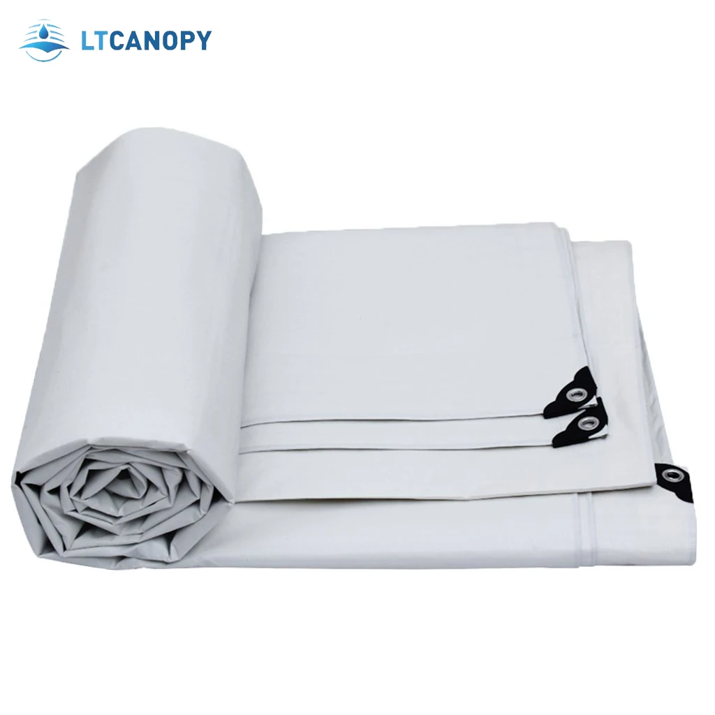 Litong High Strength 0.40mm white canvas pvc coated tarpaulin for roof cover waterproof awning canvas