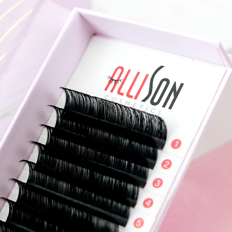 Allison Korean Pbt Material Individual Eyelash Extension Matte Black Private Label Custom Packaging Eyelash Extension