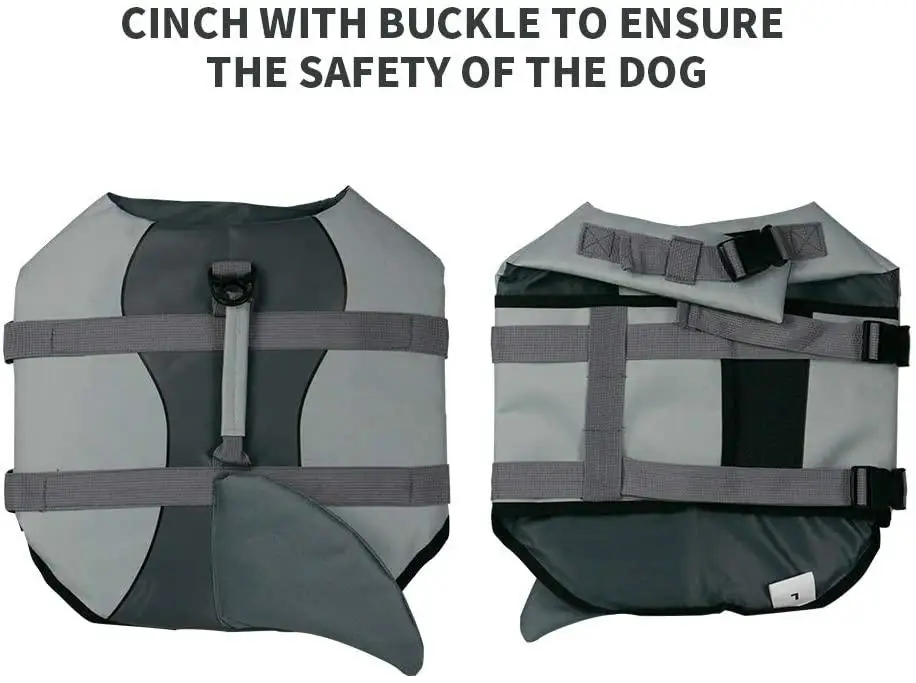 Ripstop Dog Life Jackets Adjustable Pet Swimsuit Shark Fin or Mermaid Tail Design with Lift Handle for Dogs During Boating