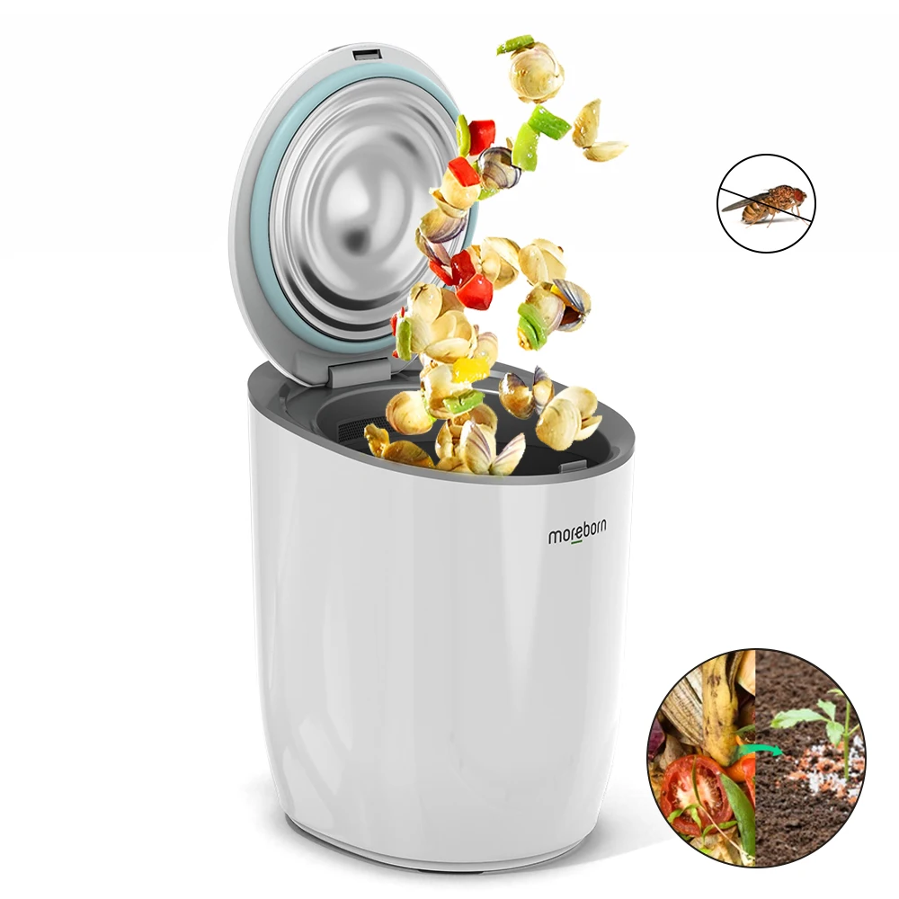Kitchen 12L smart compost bin stainless steel garbage can desktop trash can compost bin
