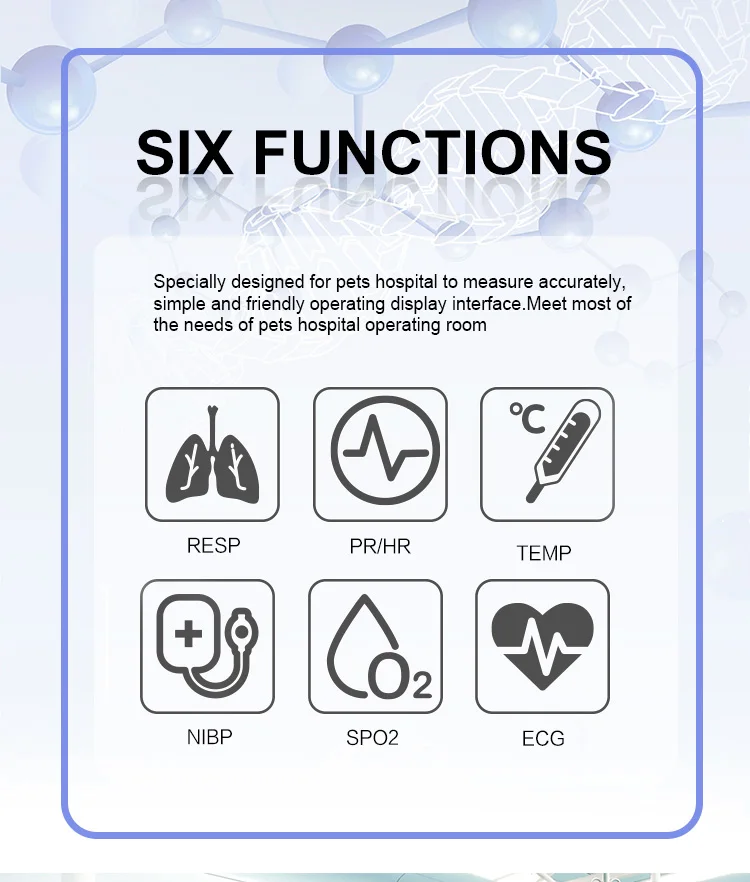 Leshypet  Portable Veterinary Monitor Medical Digital Multi Parameters Monitor With NIBP, TEMP SPO2 RESP and PR for ICU