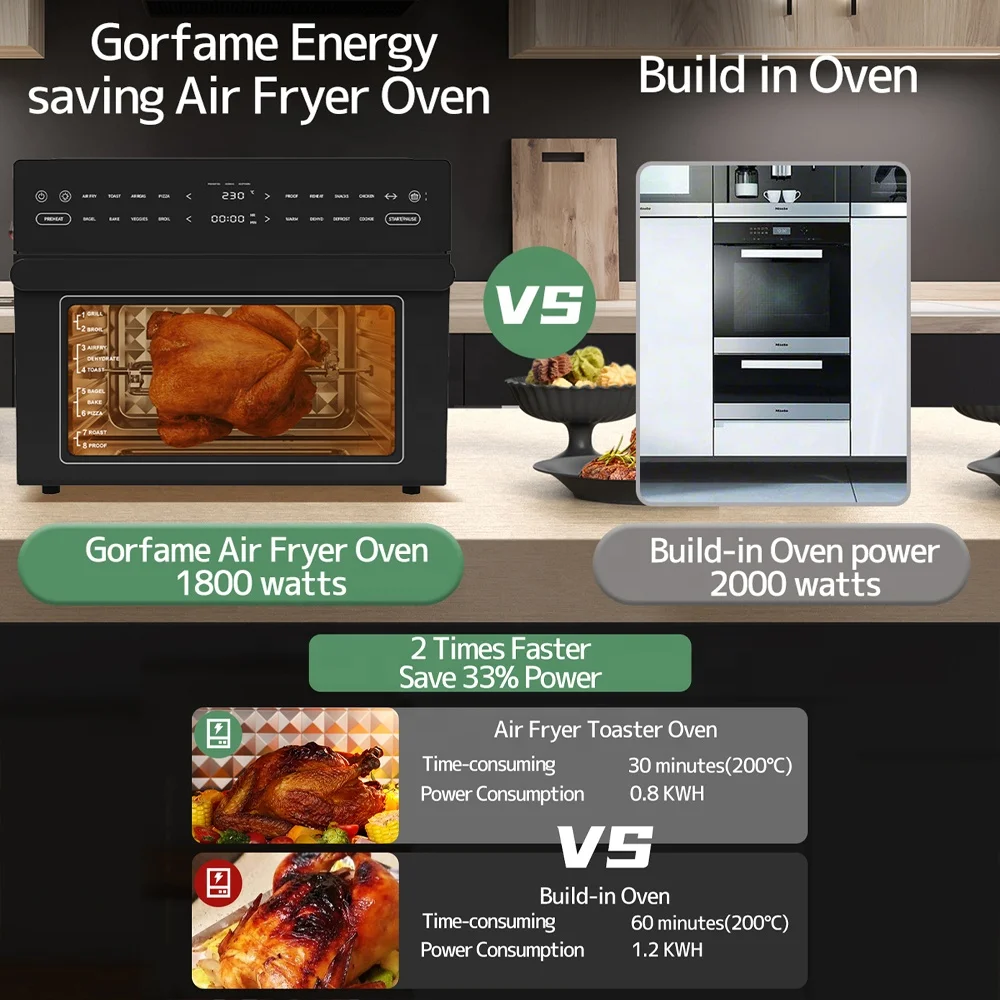 30 liter air circulation MultiFunctional Electric Digital Dual Cook Oil Free Healthy Smart Air Fryer Toaster Oven