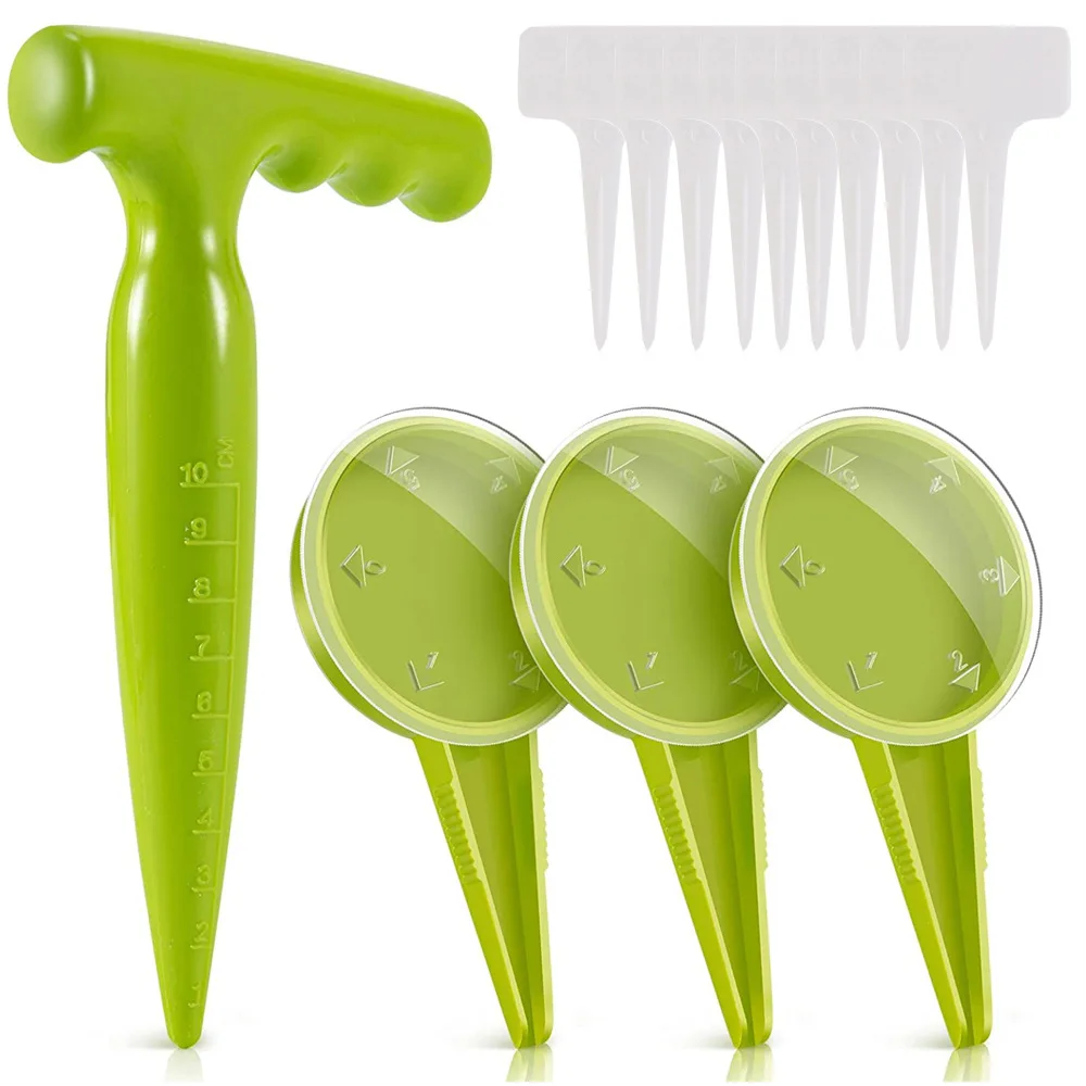 Sowing Seeds Dispenser Set Hand Hold Garden Seeder Withe Soil Hole Punch And Plate 5 Speed Adjustable Seed Planter Tool
