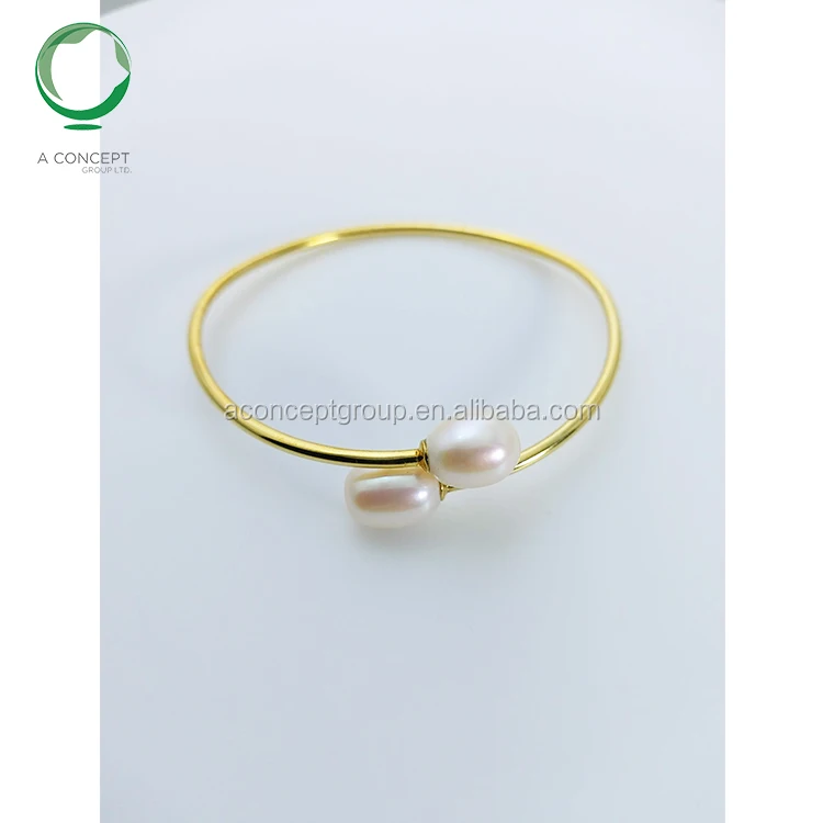
9MM Fresh Water Pearl 925 Silver Bangle 