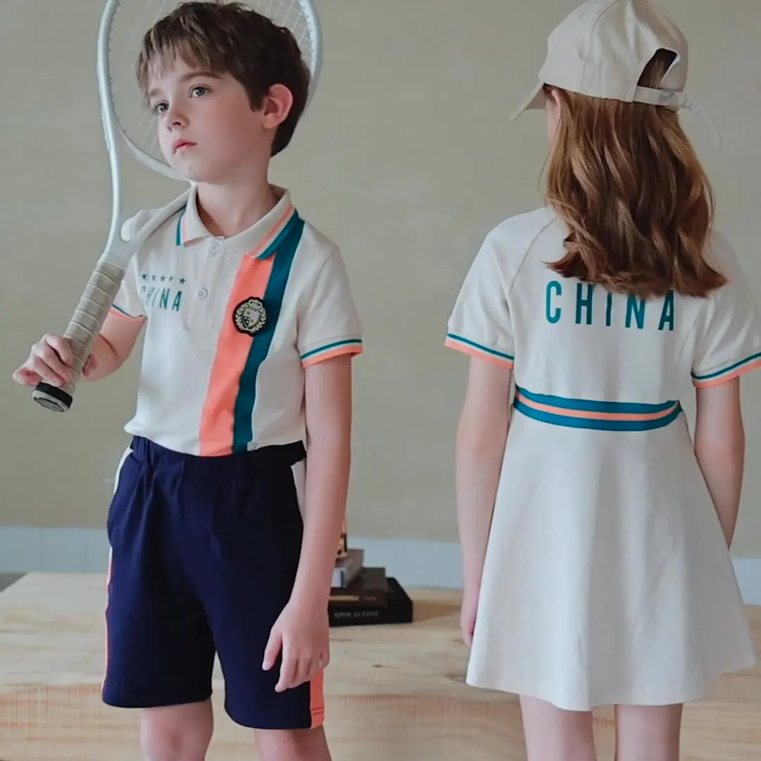 Customized White Polo Shirts with Blue Stipe Collar and Cuff for Primary and Secondary Students School Uniform