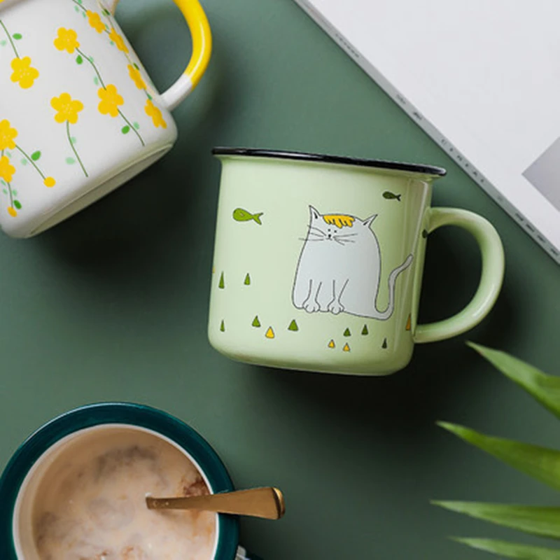 Кофейная кружка с эмалью 11 унций креативным принтом