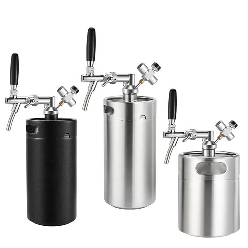 2L/3.6L /5L Mini Keg Growler Kit, 0-60 PSI Co2 Regulator & Flow Control Beer Tap Dispenser,Carbonation Fresh Beer In This Summer