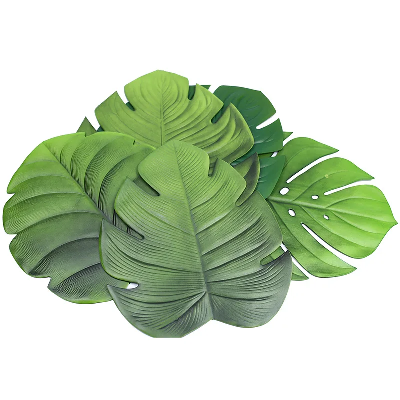 Tabletex waterproof home party decoration mat green EVA leaf placemat banana leaf mat