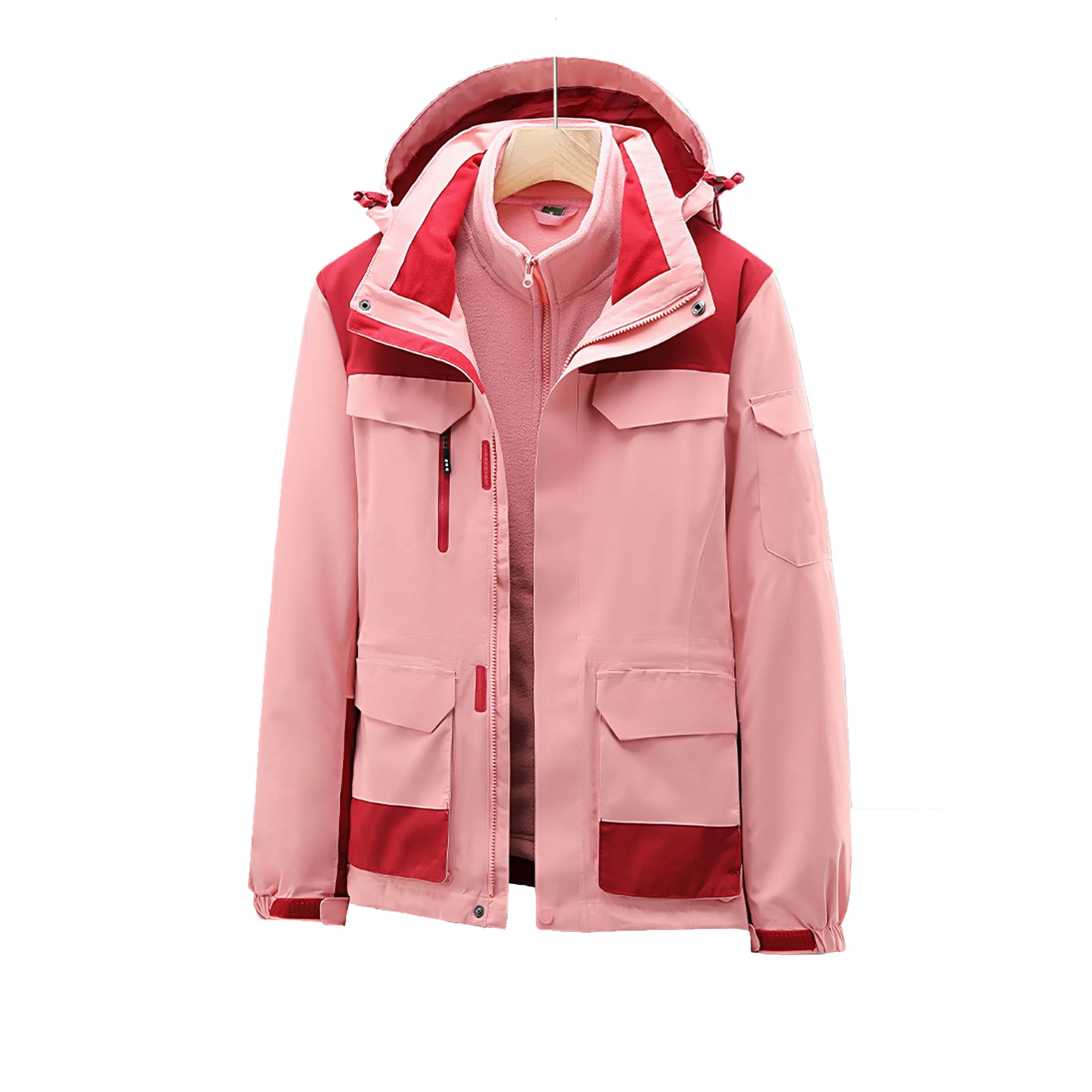 Women 3 in 1 hiking jacket outdoor camping windbreaker waterproof windproof mountaineering jacket