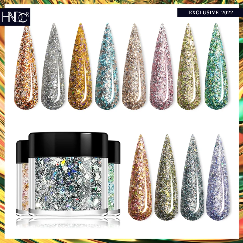 HNDO 2024 Nail art  Acrylic Powder for dipping 3 in 1 Sequin Acrylic Paint Powder Decorative Glitter Powder Nail Polish OEM