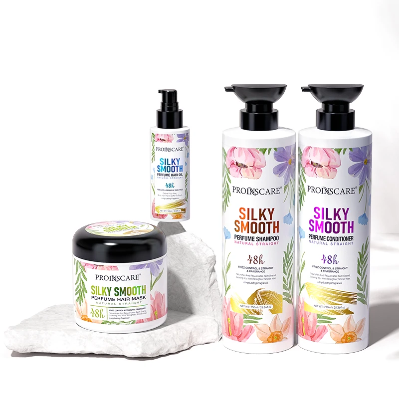 Аромат, гладкий шелковистый шампунь, роскошный набор для ухода за волосами, Органическая Кокосовая кератиновая маска и Кондиционер