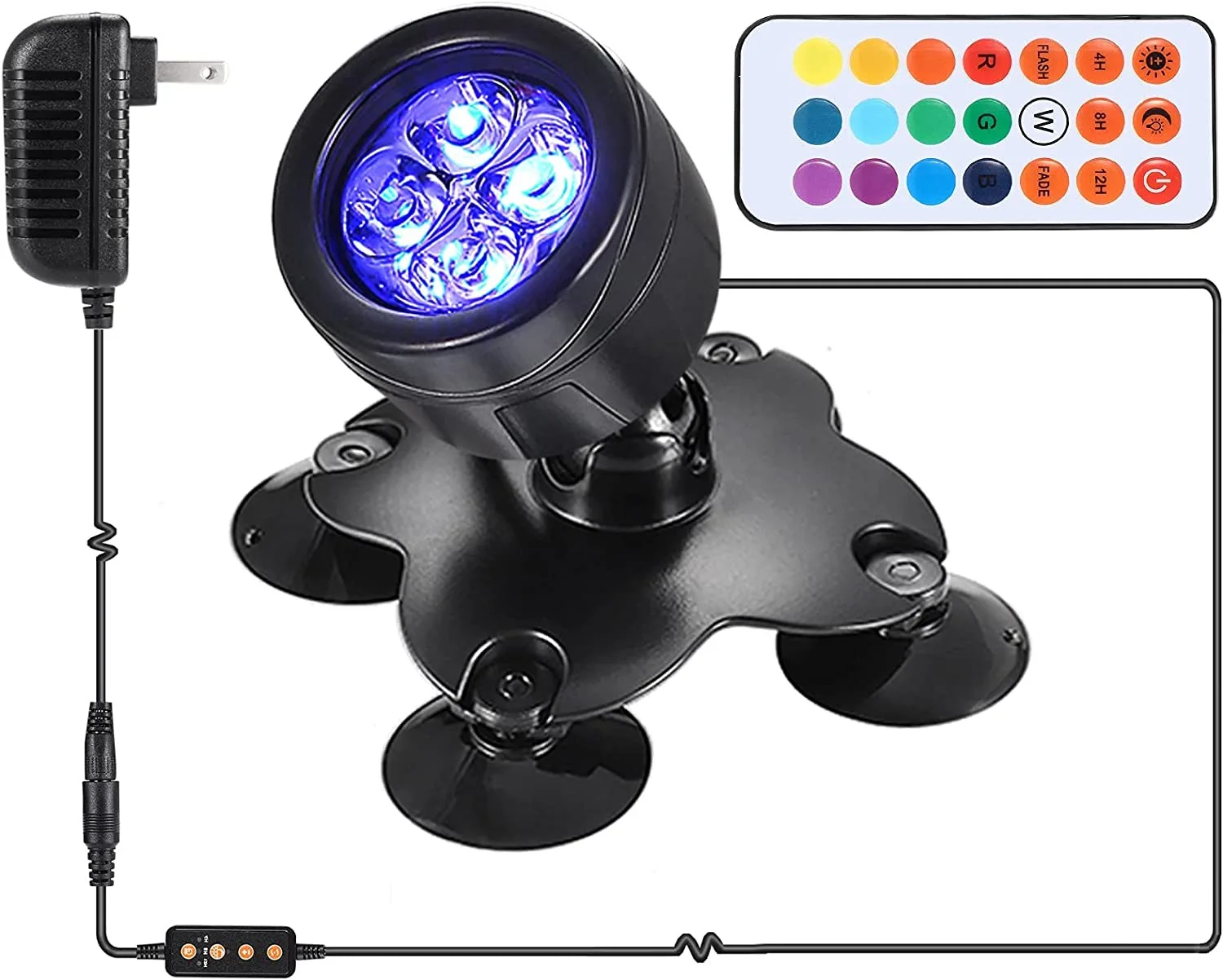 Solar colorful spotlights diving lights waterproof lamps remote control RGB aquarium lights underwater courtyard garden lights