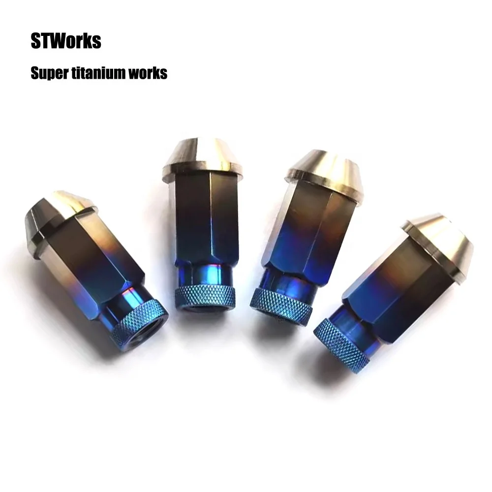 TC4 Titanium Wheel Lug Nut Custom M12 M14x1.25 Spiked Refit Auto Car Wheel Lug Nuts racing bolts